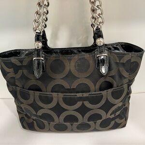 Coach Black and Brown Circle Pattern Tote